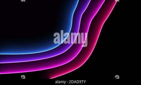 Elegante sfondo di linee curve al neon incandescenti. illustrazione 3d Foto Stock