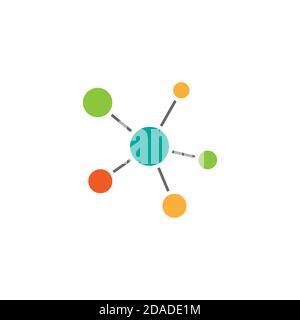 Icona connessione di rete hub isolata in bianco. Logo tecnico o tecnologico. Pulsante Server o database centrale. Simbolo dei collegamenti di sistema. Comunità connesse Illustrazione Vettoriale