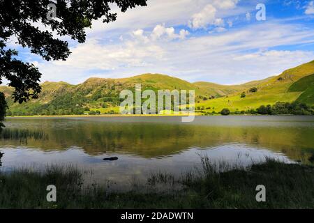 Vista su Brothers Water e la valle Hartsop, passo Kirkstone, Lake District National Park, Cumbria, Inghilterra, Regno Unito Foto Stock