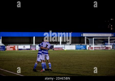 Oxford City 2 Northampton Town 1, 09/11/020. Court Place Farm, fa Cup 1° turno. Foto di Simon Gill. Foto Stock