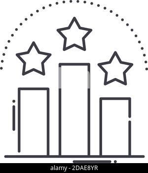 Icona di classifica migliore, illustrazione lineare isolata, vettore di linea sottile, segno di disegno di fotoricettore, simbolo di concetto di contorno con tratto modificabile su sfondo bianco. Illustrazione Vettoriale