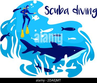 Snorkeling nel vettore oceanico 2D Illustrazione Vettoriale