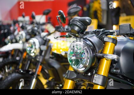Ducati Scrambler Motorcycles in mostra al 41° SALONE INTERNAZIONALE DELL'AUTOMOBILE DI BANGKOK 2020 il 14 luglio 2020 a Nonthaburi, Thailandia. Foto Stock