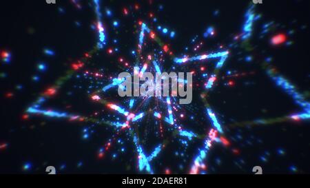 Tunnel astratto con luci rosse. Futuristico tunnel con luci al neon. rendering 3d Foto Stock