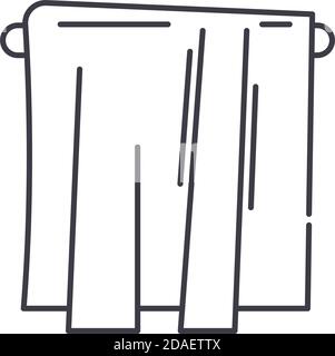 Icona di asciugamano Barber, illustrazione lineare isolata, vettore di linea sottile, segno di disegno di fotoricettore, simbolo di concetto di contorno con tratto modificabile su sfondo bianco. Illustrazione Vettoriale