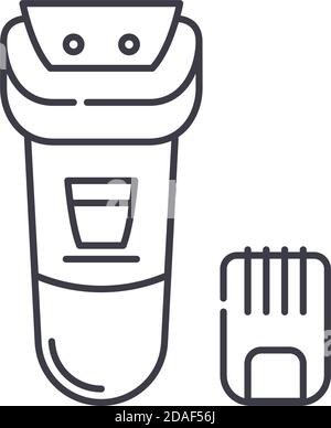 Icona del trimmer Barber, illustrazione lineare isolata, vettore di linea sottile, simbolo di disegno web, simbolo di concetto di contorno con tratto modificabile su sfondo bianco. Illustrazione Vettoriale