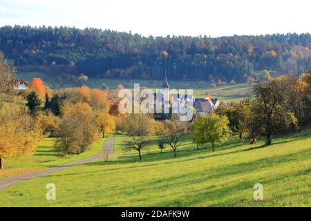 Vista della città di gueltlingen vicino Calw Foto Stock