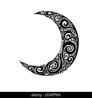 icona luna isolata su sfondo bianco. Ramadan Kareem. La luna con i modelli. Illustrazione vettoriale Illustrazione Vettoriale