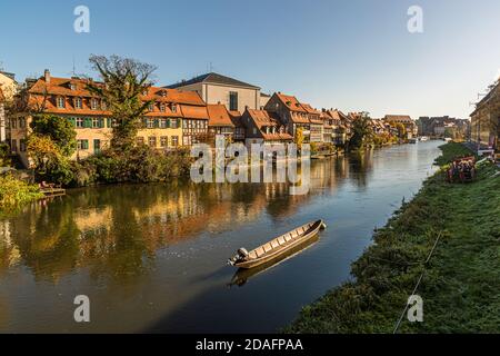 Il fiume Pregniz a Bamberga, Germania Foto Stock