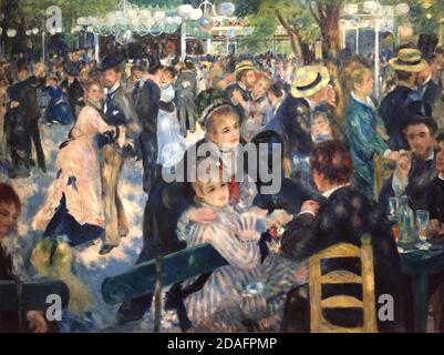 Titolo: Palla al Moulin de la Galette Creatore: Pierre Auguste Renoir Data: 1876 Medio: Olio su tela dimensione: 131 x 175 cm Località: Musee d'Orsay, Parigi Foto Stock