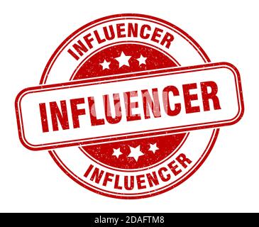 impronta influencer. segno influencer. etichetta grunge rotonda Illustrazione Vettoriale