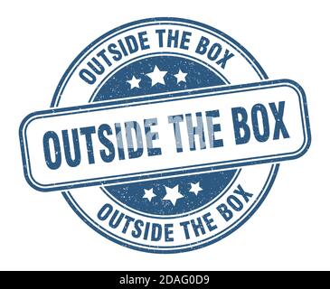 all'esterno della confezione. al di fuori della scatola segno. rotonda grunge etichetta Illustrazione Vettoriale