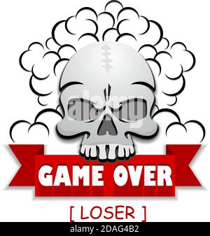 Game Over - icona del gioco finale del giocatore perdente. Illustrazione, vettore Illustrazione Vettoriale
