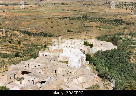 Borgo fortificato di Takrouna, Tunisia Foto Stock