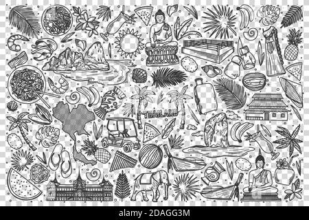 Set di doodle Thailandia Illustrazione Vettoriale