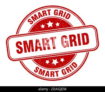 timbro smart grid. segnale smart grid. etichetta rotonda grunge Illustrazione Vettoriale