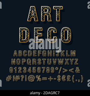 Set di alfabeti vettoriali 3d art deco vintage Illustrazione Vettoriale