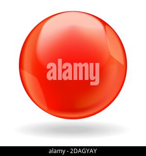 Bolla lucida rossa o goccia rotonda isolata su sfondo bianco Illustrazione Vettoriale