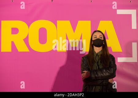 Roma, Italia. 12 Nov 2020. Chiara Cacciotti, portavoce del movimento "Liberare Roma" (Foto di Matteo Nardone/Pacific Press) Credit: Pacific Press Media Production Corp./Alamy Live News Foto Stock