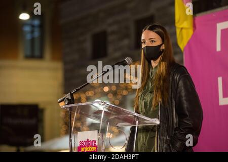 Roma, Italia. 12 Nov 2020. Chiara Cacciotti, portavoce del movimento "Liberare Roma" (Foto di Matteo Nardone/Pacific Press) Credit: Pacific Press Media Production Corp./Alamy Live News Foto Stock