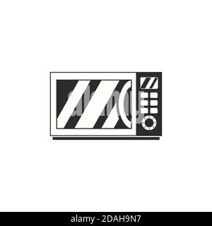 Icona a microonde retro in bianco e nero. Elettrodomestici da cucina vintage. L'oggetto è separato dallo sfondo. Elemento vettoriale per loghi, icone, infogra Illustrazione Vettoriale
