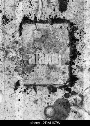 Sfondo verniciato in bianco e nero su carta sporca studio di un artista Foto Stock