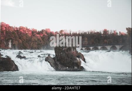 Vista delle Cascate del Reno all'ora d'oro Foto Stock