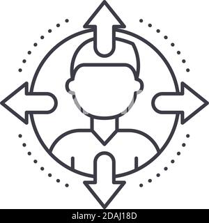 Icona dell'immagine delle opportunità di business, illustrazione isolata lineare, vettore a linee sottili, segno di web design, simbolo del concetto di contorno con tratto modificabile su bianco Illustrazione Vettoriale