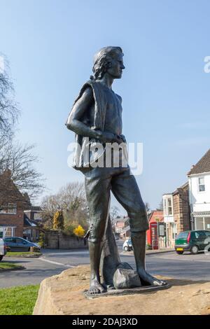 Statua di James Cook di 16 anni a High Green, Great Ayton, North Yorkshire Foto Stock