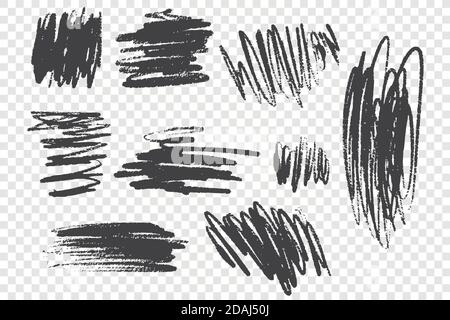 Set di illustrazioni vettoriali a matita di carbone Illustrazione Vettoriale