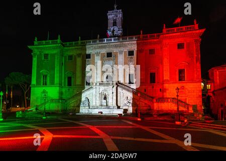 Piazza del Campidoglio, in cima alla collina del Campidoglio, ospita il comune di Roma. Roma, Lazio, Italia, Europa. Foto Stock