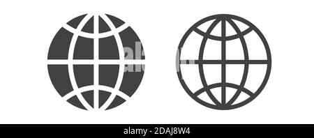 Set di emblemi a globo. Icona isolata su sfondo bianco. Illustrazione vettoriale Illustrazione Vettoriale