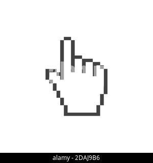 mano pixel - icona vettoriale isolata su sfondo bianco Illustrazione Vettoriale