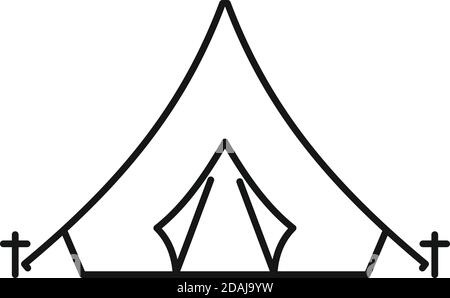 Icona della tenda di caccia Safari, stile contorno Illustrazione Vettoriale