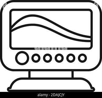 Icona ecoscandaglio fishfinder, stile contorno Illustrazione Vettoriale