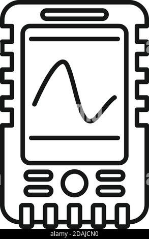 Icona fathometro ecoscandaglio, stile contorno Illustrazione Vettoriale
