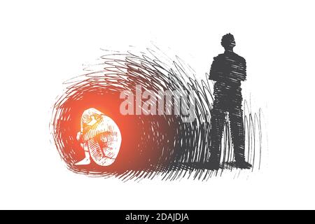 Concetto di umilazione. Vettore isolato disegnato a mano. Illustrazione Vettoriale