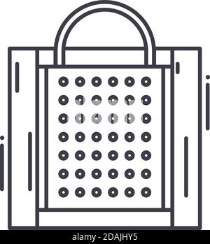 Icona concettuale di Box grater, illustrazione isolata lineare, vettore di linea sottile, segno di disegno web, simbolo di concetto di contorno con tratto modificabile su bianco Illustrazione Vettoriale
