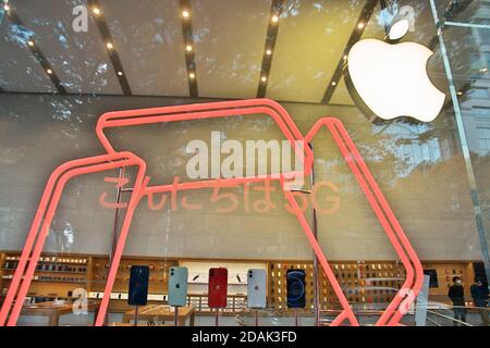 Tokyo, Giappone. 12 Nov 2020. Il logo di Apple è visibile presso il negozio Apple Omotesando di Tokyo, Giappone, venerdì 13 novembre 2020. Foto di Keizo Mori/UPI Credit: UPI/Alamy Live News Foto Stock