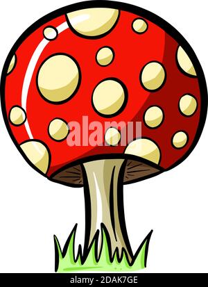 Divertente Cartoon Mushroom Toadstool personaggio Vector Illustration Illustrazione Vettoriale