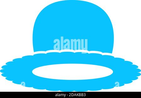 Icona cappello piatta. Pittogramma blu su sfondo bianco. Simbolo dell'illustrazione vettoriale Illustrazione Vettoriale