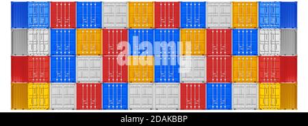 Immagine di alta qualità di contenitori da spedizione da 10 piedi su sfondo bianco con percorso di ritaglio. Impostare il rendering 3d dei contenitori per la spedizione marittima da dieci piedi Foto Stock