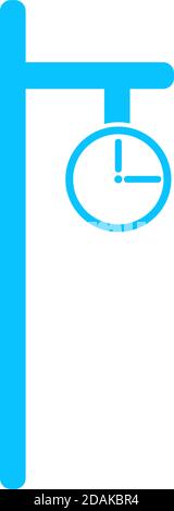 Icona orologio via piatta. Pittogramma blu su sfondo bianco. Simbolo dell'illustrazione vettoriale Illustrazione Vettoriale