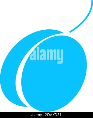 Frutta di prugne icona piatta. Pittogramma blu su sfondo bianco. Simbolo dell'illustrazione vettoriale Illustrazione Vettoriale