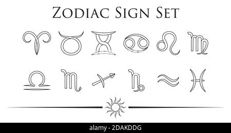 Segno zodiacale impostato su bianco Illustrazione Vettoriale