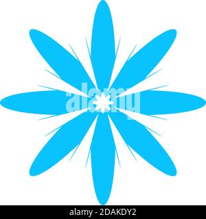 Fiore camomilla icona piatta. Pittogramma blu su sfondo bianco. Simbolo dell'illustrazione vettoriale Illustrazione Vettoriale