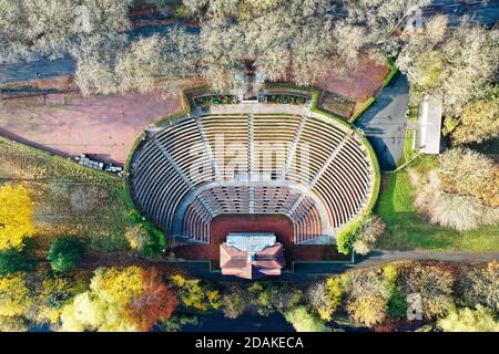 Vista aerea del drone del chiosco Kelvingrove Foto Stock