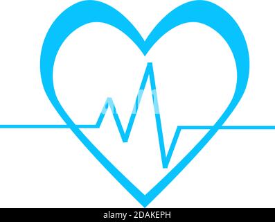 Icona heartbeat piatta. Pittogramma blu su sfondo bianco. Simbolo dell'illustrazione vettoriale Illustrazione Vettoriale