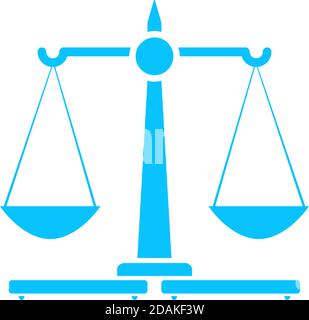 Scala di giustizia icona piatta. Pittogramma blu su sfondo bianco. Simbolo dell'illustrazione vettoriale Illustrazione Vettoriale