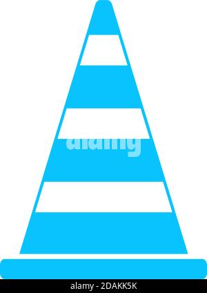 Icona del cono stradale piatta. Pittogramma blu su sfondo bianco. Simbolo dell'illustrazione vettoriale Illustrazione Vettoriale